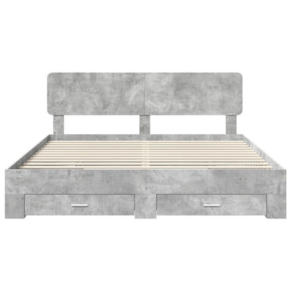 Bed Frame Concrete Grey 200 x 200 cm Engineered Wood