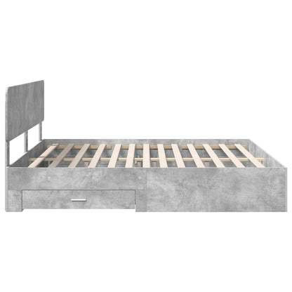 Bed Frame Concrete Grey 200 x 200 cm Engineered Wood