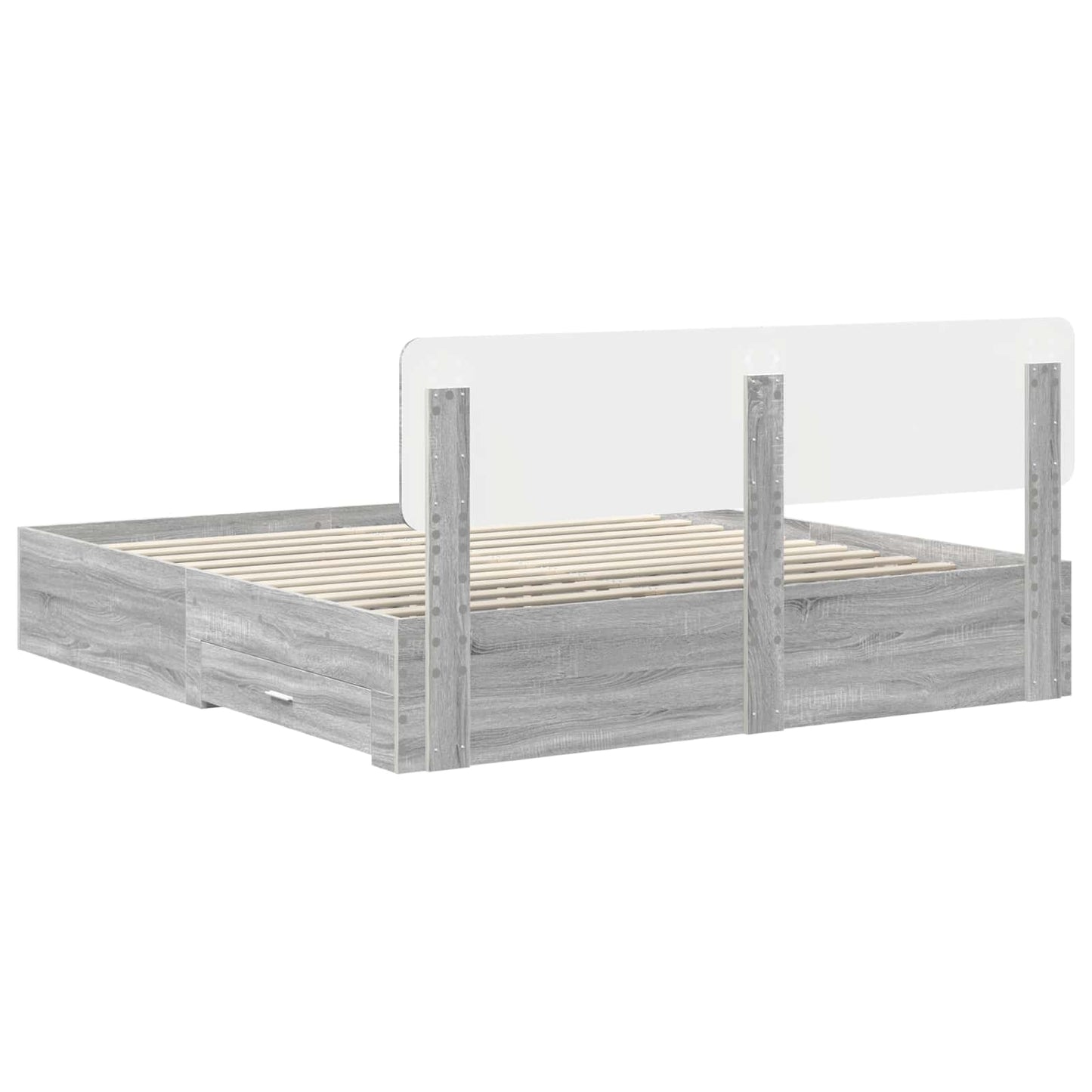 Bed Frame with Drawer Grey Sonoma 200 x 200 cm Engineered Wood