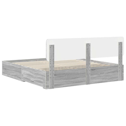 Bed Frame with Drawer Grey Sonoma 200 x 200 cm Engineered Wood