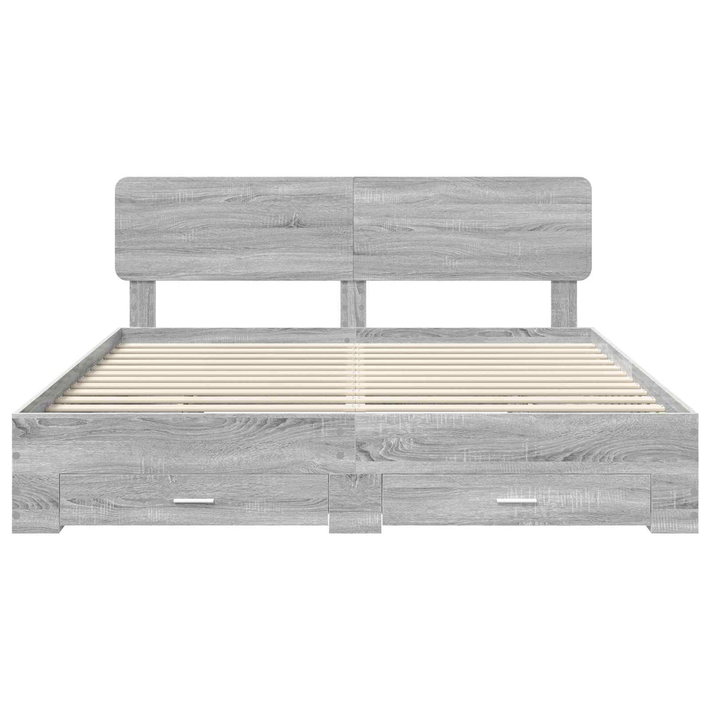 Bed Frame with Drawer Grey Sonoma 200 x 200 cm Engineered Wood