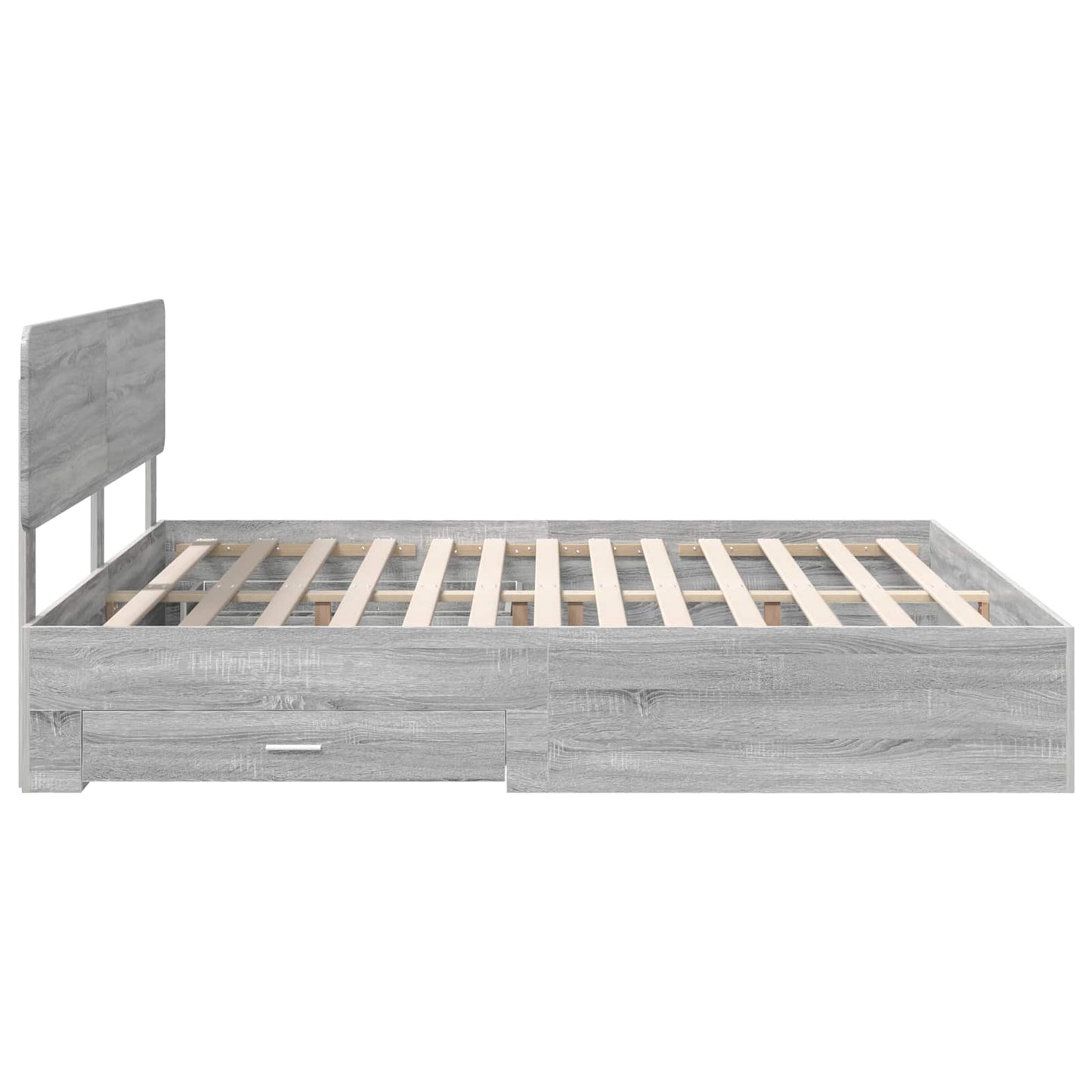 Bed Frame with Drawer Grey Sonoma 200 x 200 cm Engineered Wood