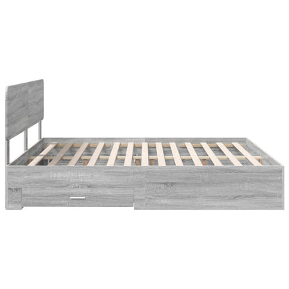 Bed Frame with Drawer Grey Sonoma 200 x 200 cm Engineered Wood