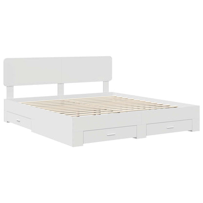 Bed Frame with Headboard White 180 x 200 cm Engineered Wood