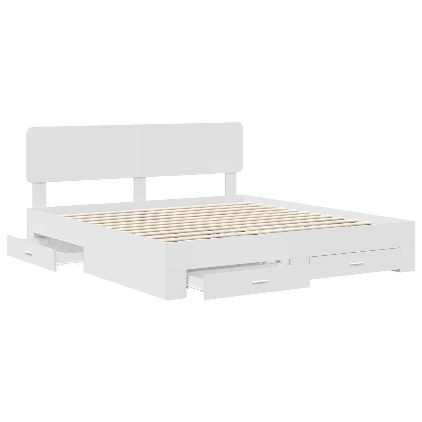 Bed Frame with Headboard White 180 x 200 cm Engineered Wood