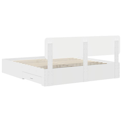 Bed Frame with Headboard White 180 x 200 cm Engineered Wood