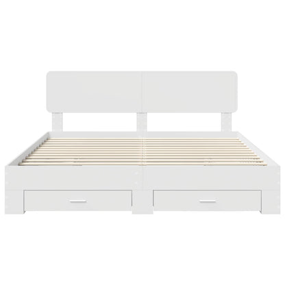 Bed Frame with Headboard White 180 x 200 cm Engineered Wood