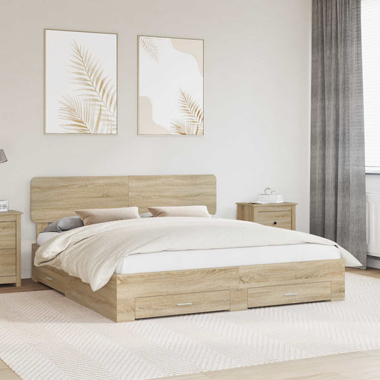 Bed Frame with Drawer Sonoma Oak 180 x 200 cm Engineered Wood