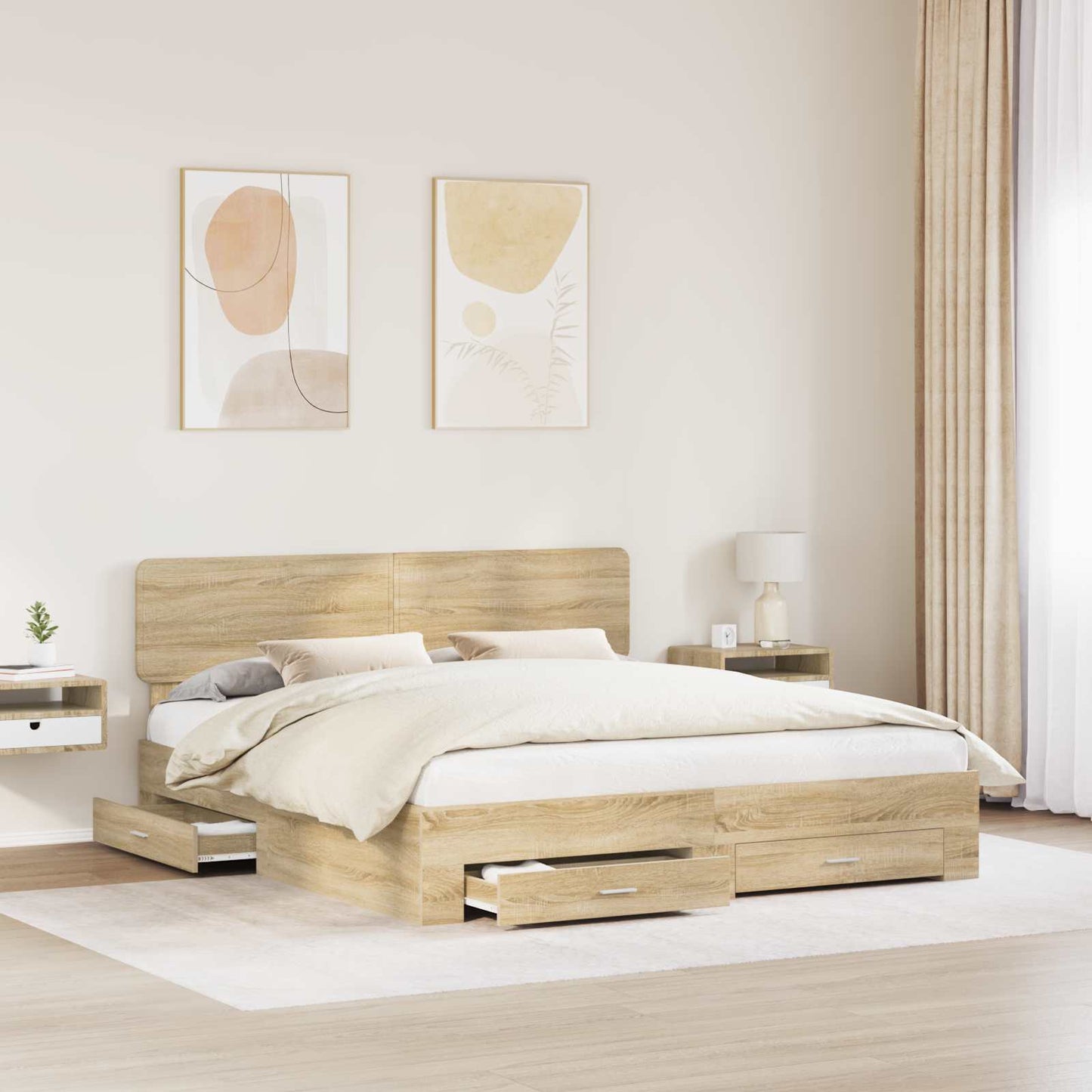 Bed Frame with Drawer Sonoma Oak 180 x 200 cm Engineered Wood