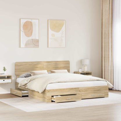 Bed Frame with Drawer Sonoma Oak 180 x 200 cm Engineered Wood