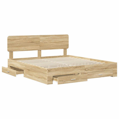 Bed Frame with Drawer Sonoma Oak 180 x 200 cm Engineered Wood