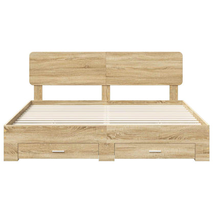 Bed Frame with Drawer Sonoma Oak 180 x 200 cm Engineered Wood