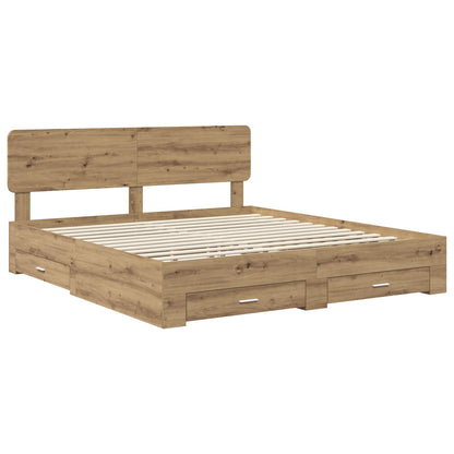 Bed Frame with Drawer Artisan Oak 180 x 200 cm Engineered Wood