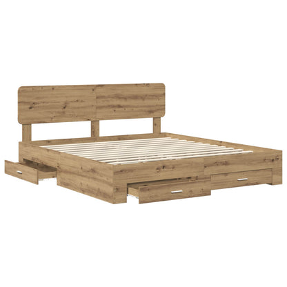 Bed Frame with Drawer Artisan Oak 180 x 200 cm Engineered Wood