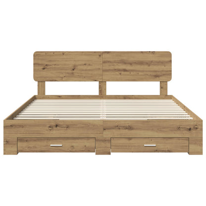 Bed Frame with Drawer Artisan Oak 180 x 200 cm Engineered Wood