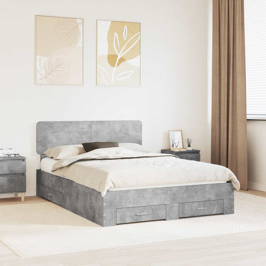 Bed Frame Concrete Grey 160 x 200 cm Engineered Wood