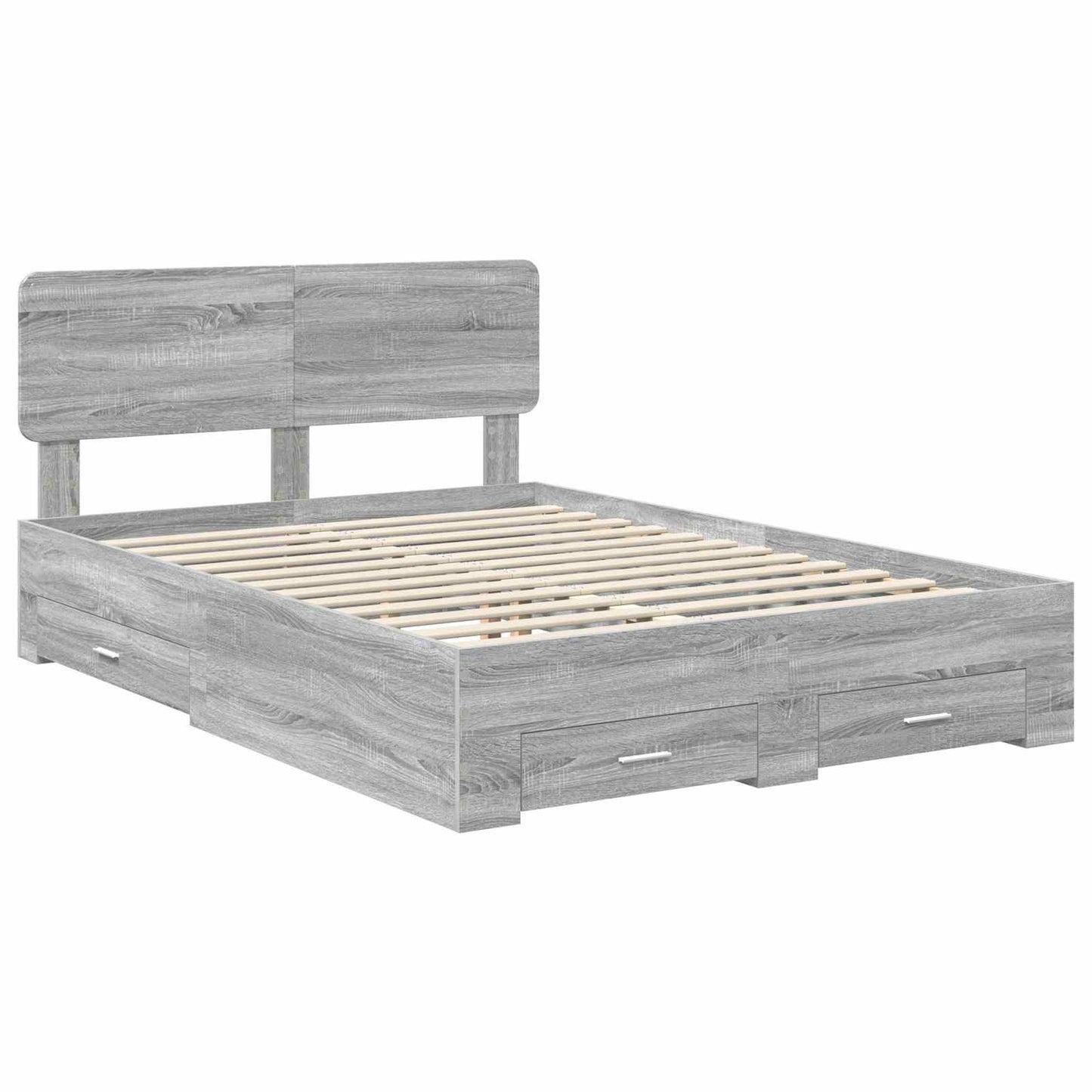 Bed Frame with Drawer Grey Sonoma 160 x 200 cm Engineered Wood