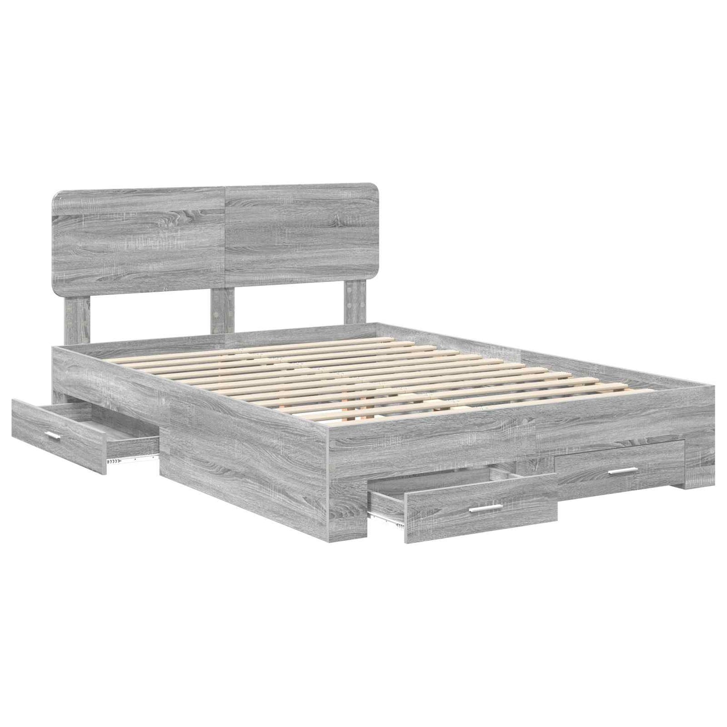 Bed Frame with Drawer Grey Sonoma 160 x 200 cm Engineered Wood