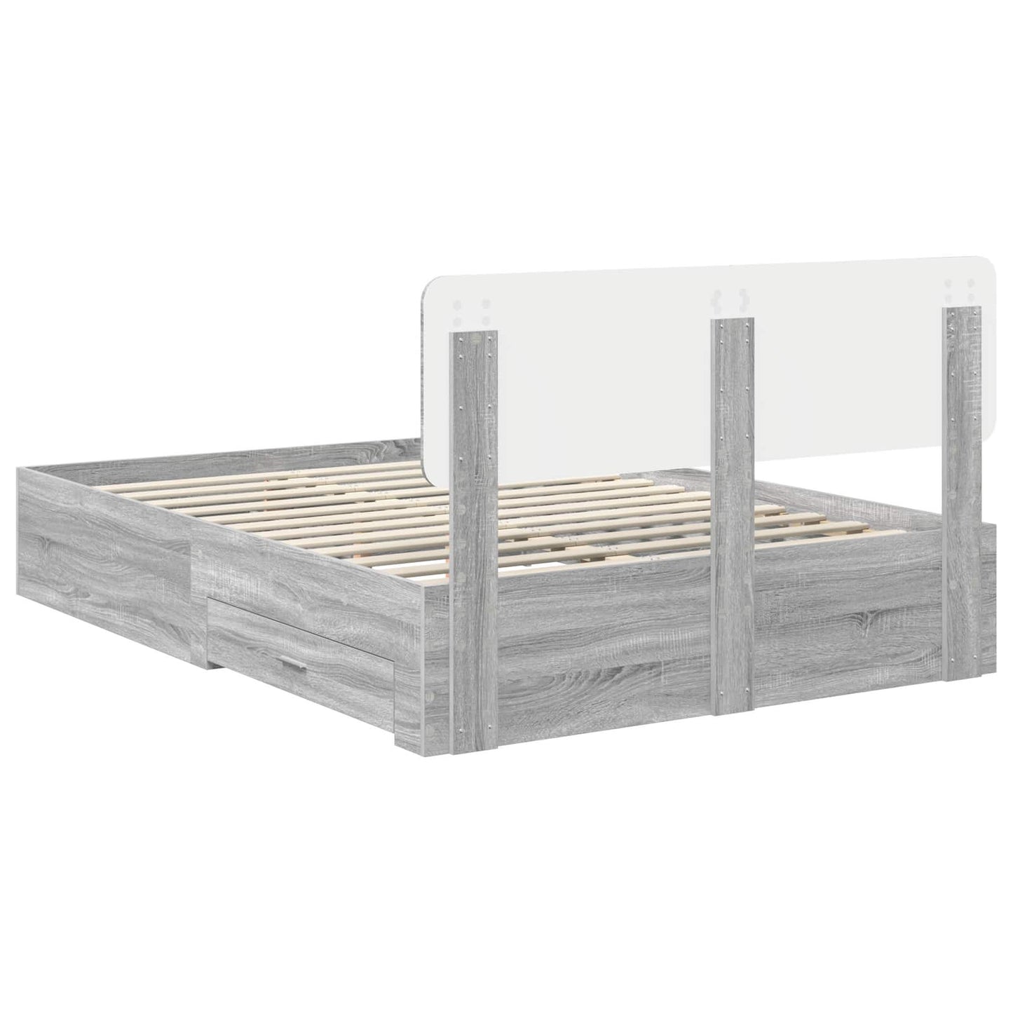 Bed Frame with Drawer Grey Sonoma 160 x 200 cm Engineered Wood