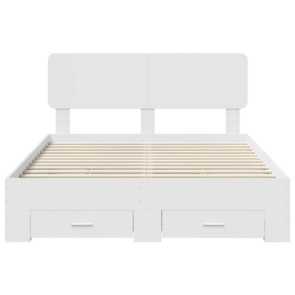 Bed Frame with Headboard White 150 x 200 cm Engineered Wood