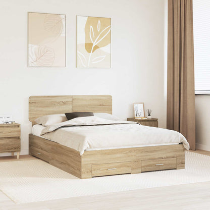 Bed Frame with Drawer Sonoma Oak 150 x 200 cm Engineered Wood