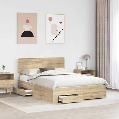 Bed Frame with Drawer Sonoma Oak 150 x 200 cm Engineered Wood