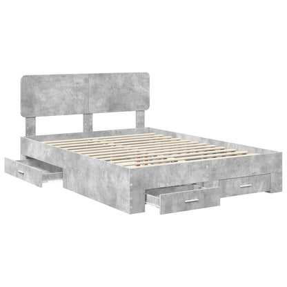 Bed Frame Concrete Grey 150 x 200 cm Engineered Wood
