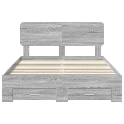 Bed Frame with Drawer Grey Sonoma 150 x 200 cm Engineered Wood