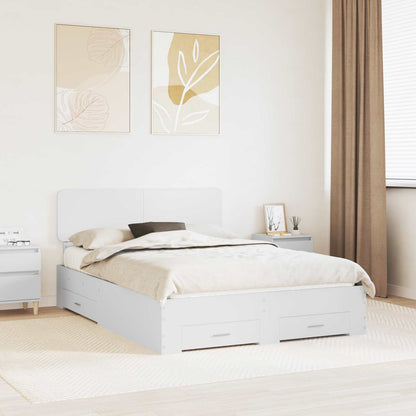 Bed Frame with Headboard White 140 x 200 cm Engineered Wood
