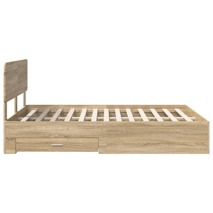 Bed Frame with Drawer Sonoma Oak 140 x 200 cm Engineered Wood