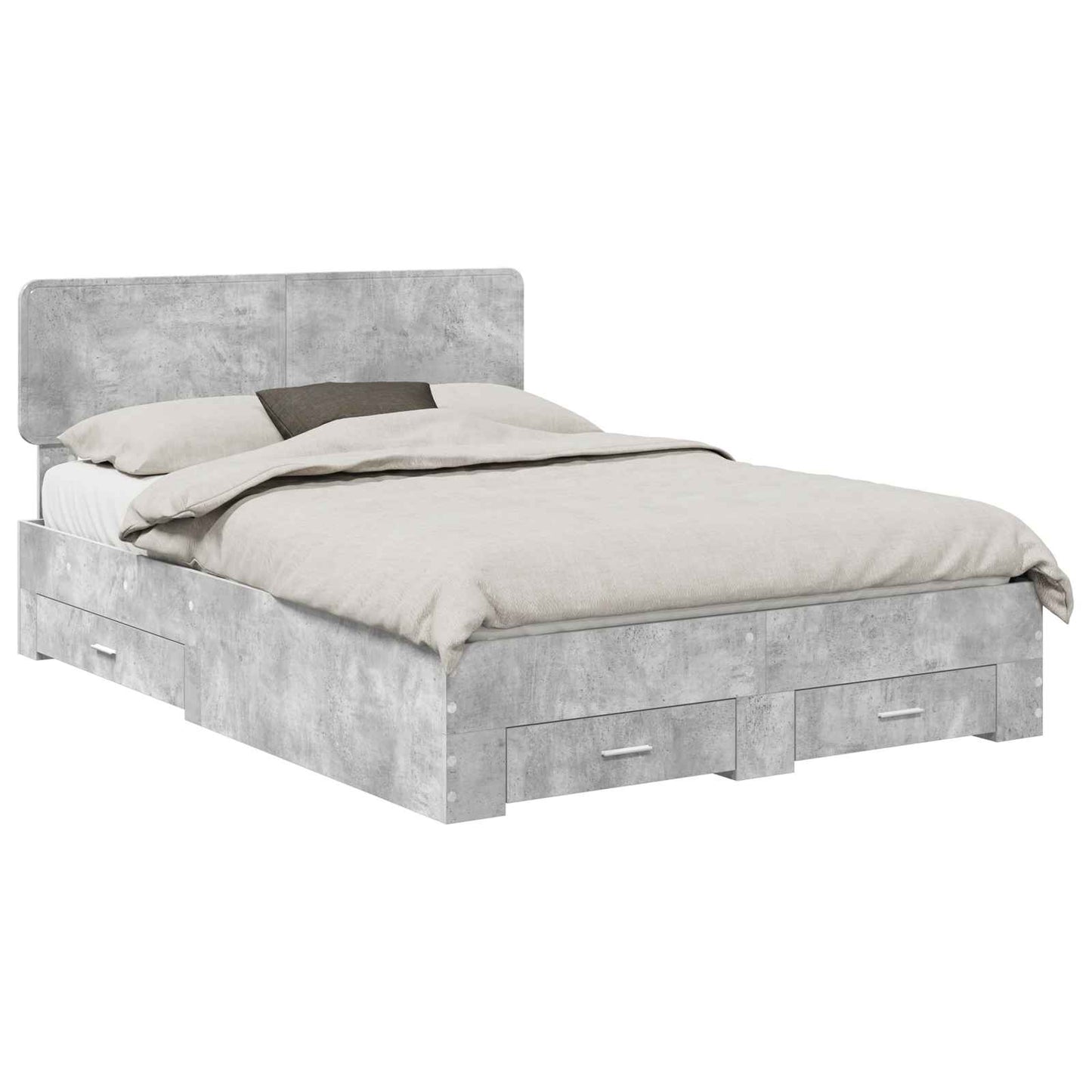Bed Frame Concrete Grey 140 x 200 cm Engineered Wood