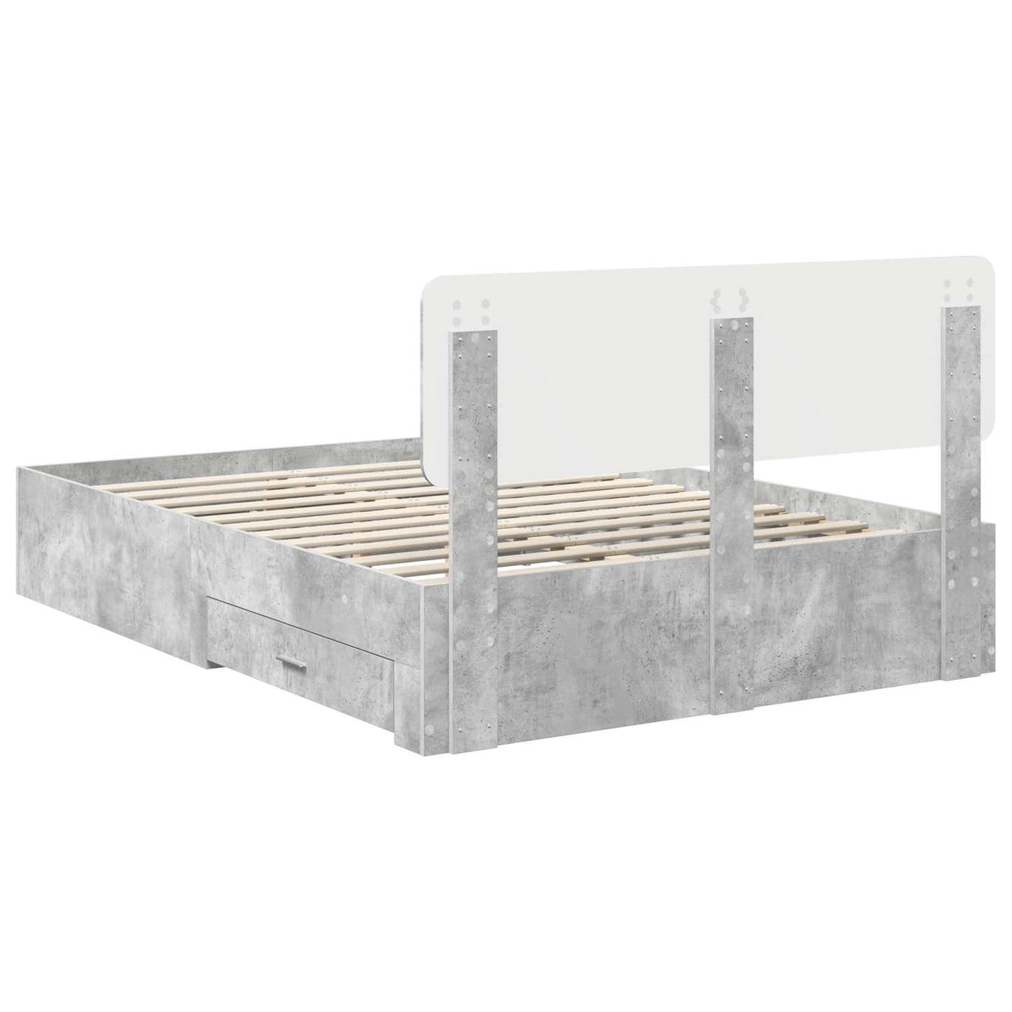 Bed Frame Concrete Grey 140 x 200 cm Engineered Wood