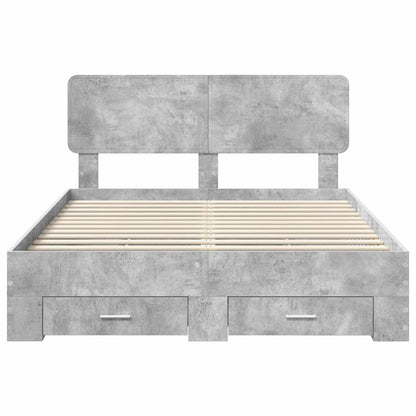 Bed Frame Concrete Grey 140 x 200 cm Engineered Wood