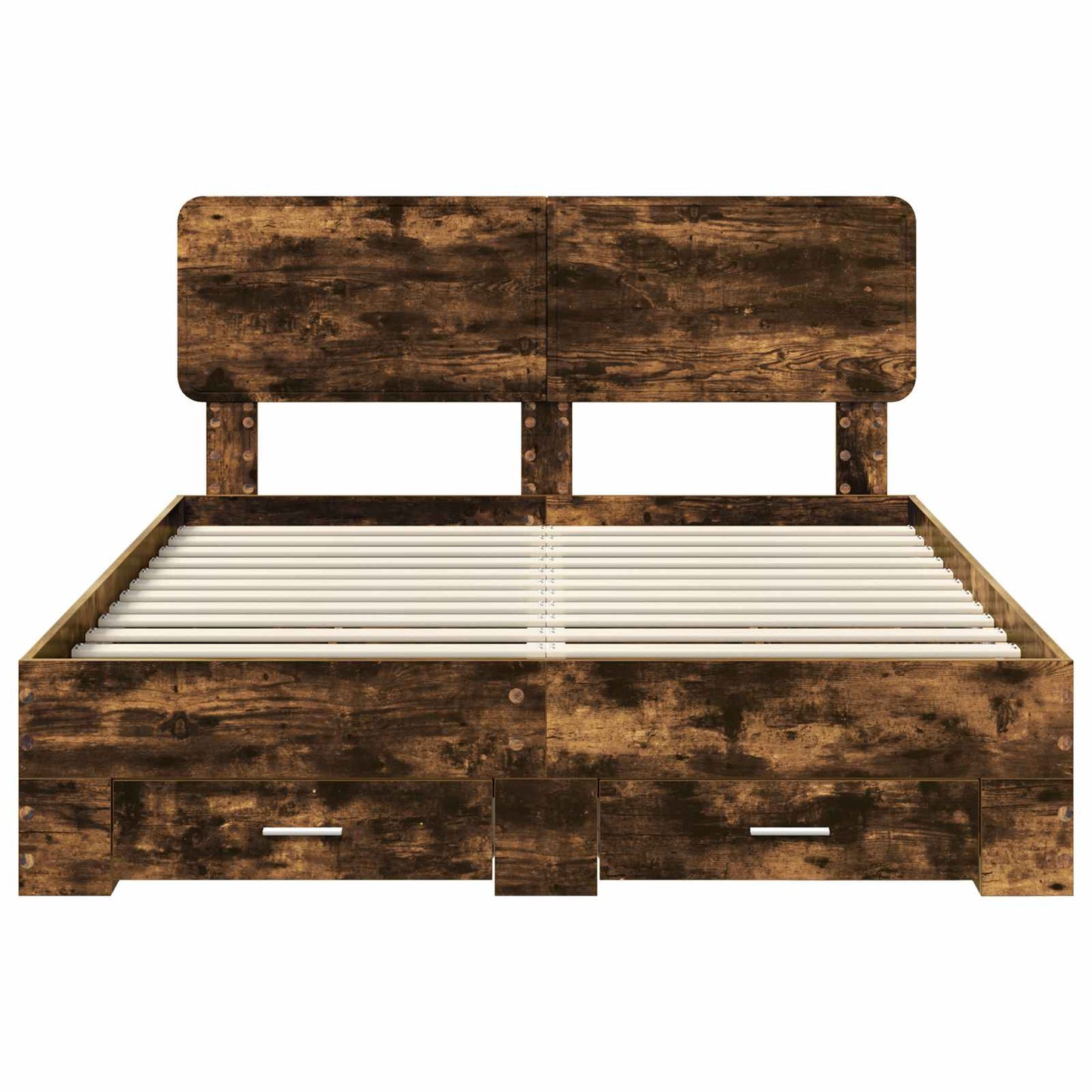 Bed Frame with Drawer Smoked Oak 140 x 200 cm Engineered Wood