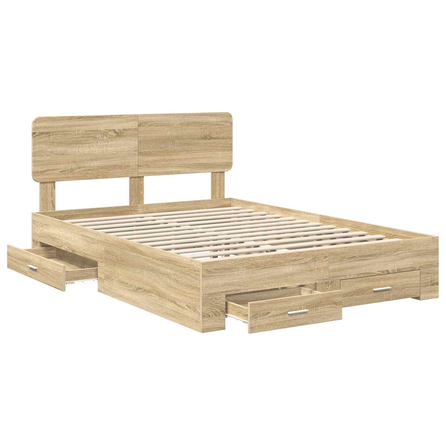 Bed Frame with Drawer Sonoma Oak 140 x 190 cm Engineered Wood