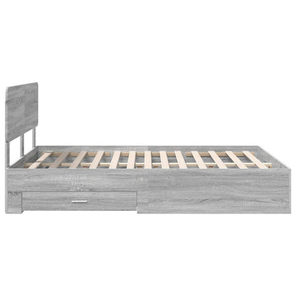 Bed Frame with Drawer Grey Sonoma 140 x 190 cm Engineered Wood