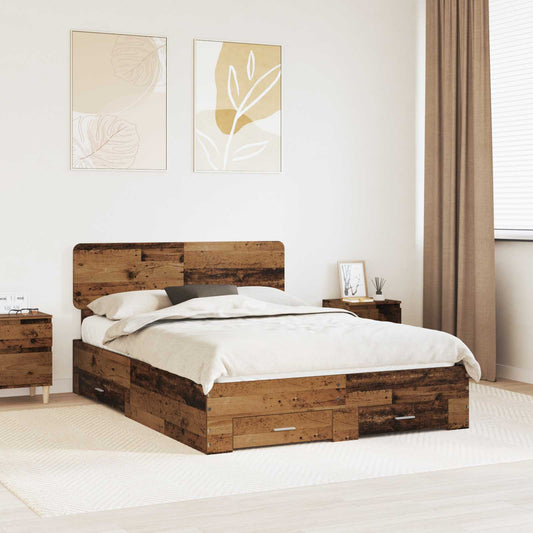 Bed Frame with Headboard Old Wood 140 x 190 cm Engineered Wood