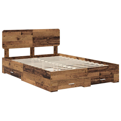 Bed Frame with Headboard Old Wood 140 x 190 cm Engineered Wood