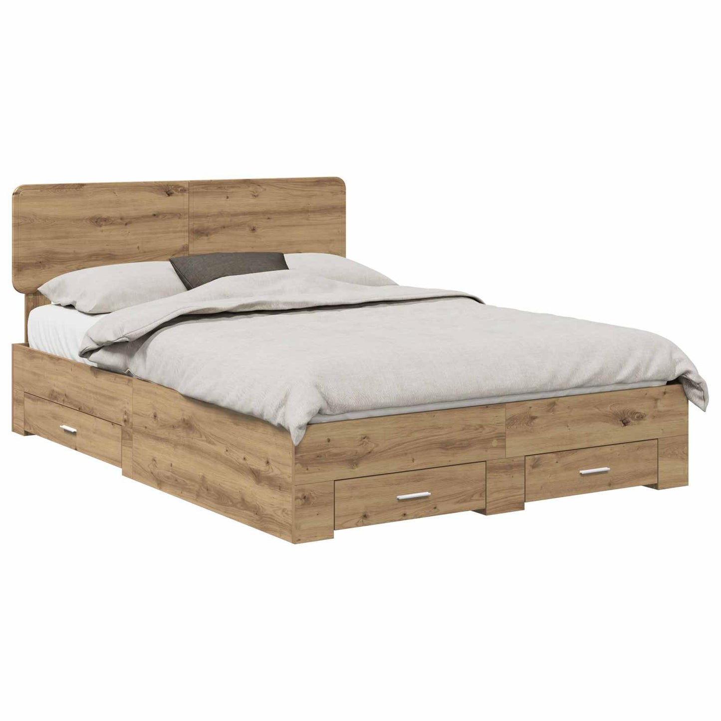 Bed Frame with Drawer Artisan Oak 140 x 190 cm Engineered Wood