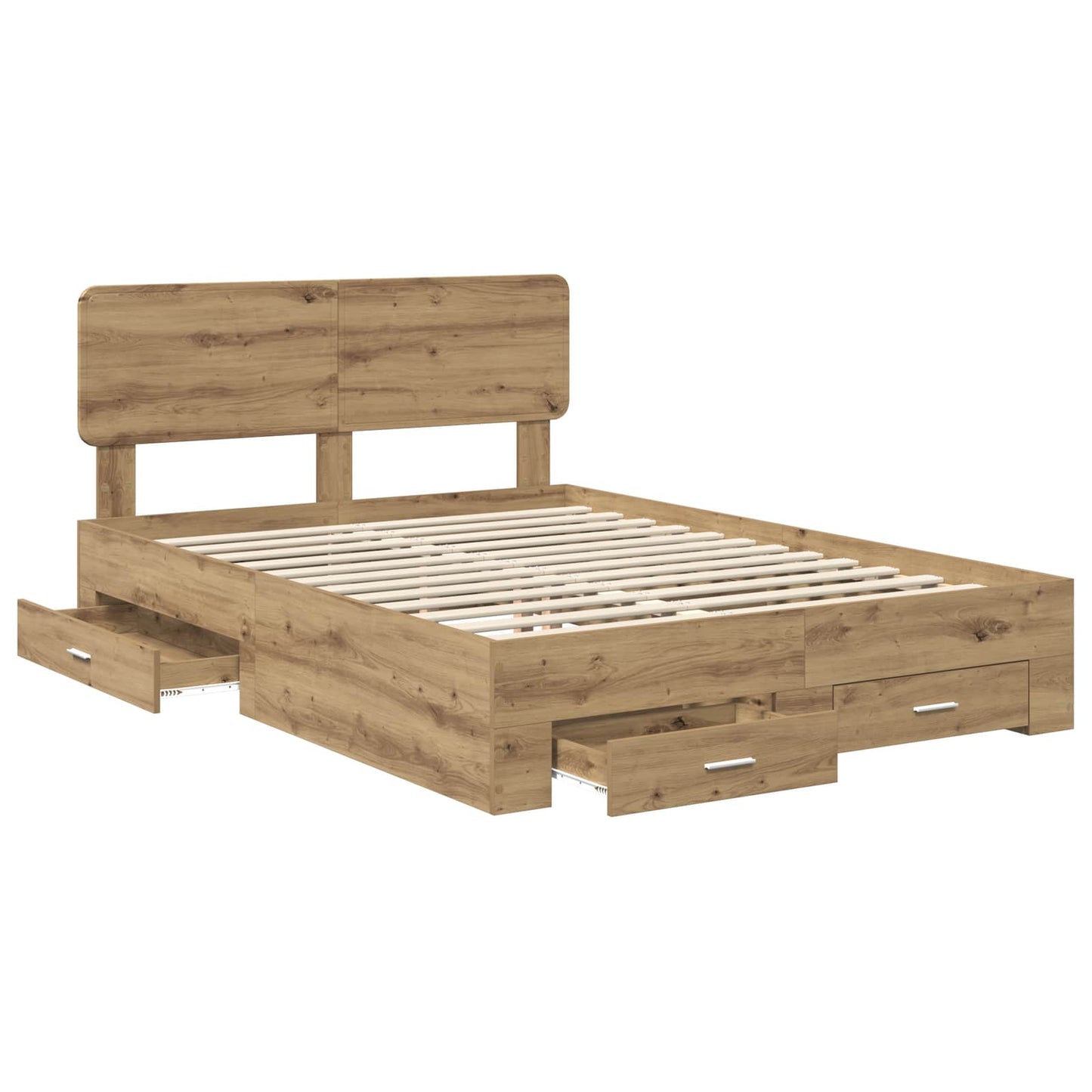 Bed Frame with Drawer Artisan Oak 140 x 190 cm Engineered Wood