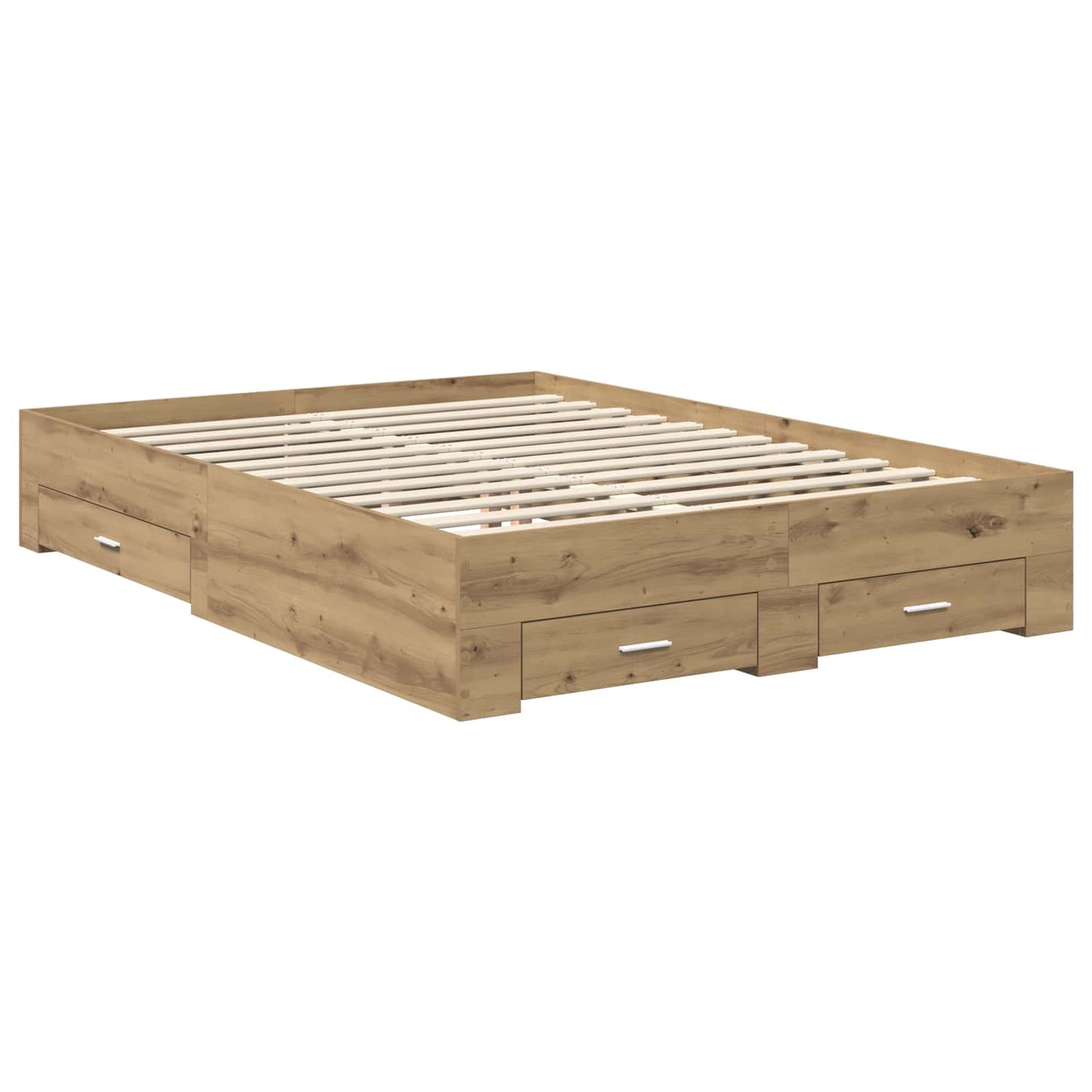 Bed Frame with Drawer Artisan Oak 140 x 190 cm Engineered Wood