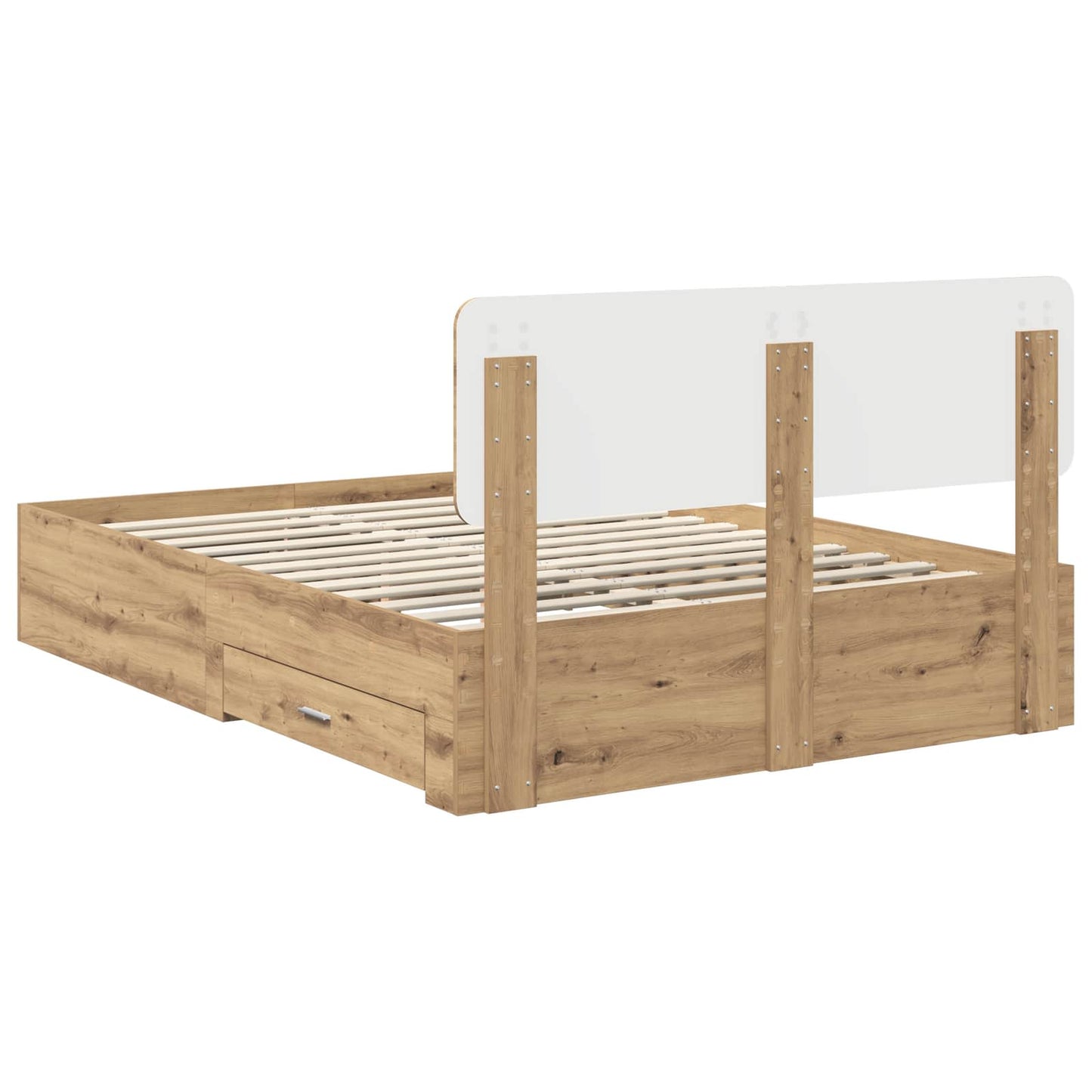 Bed Frame with Drawer Artisan Oak 140 x 190 cm Engineered Wood