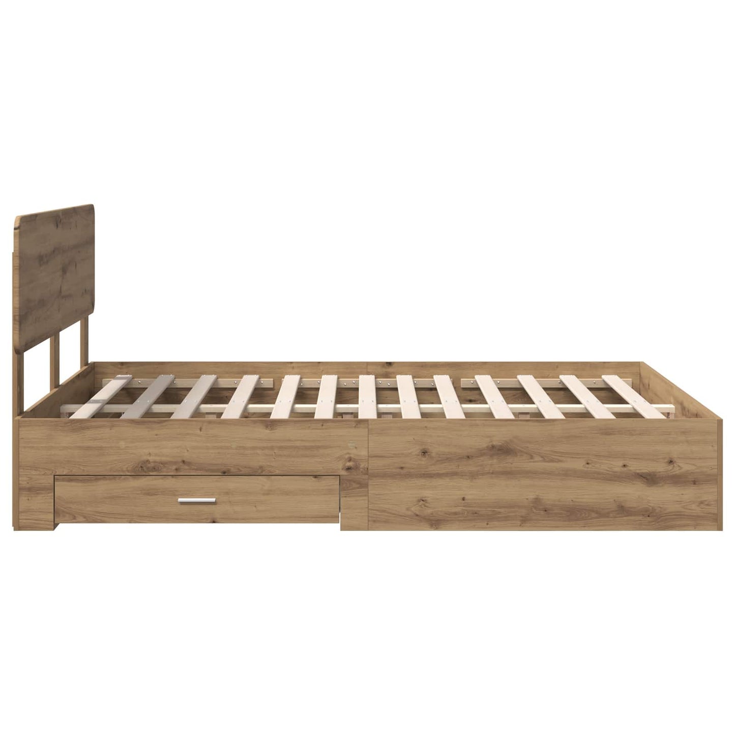 Bed Frame with Drawer Artisan Oak 140 x 190 cm Engineered Wood