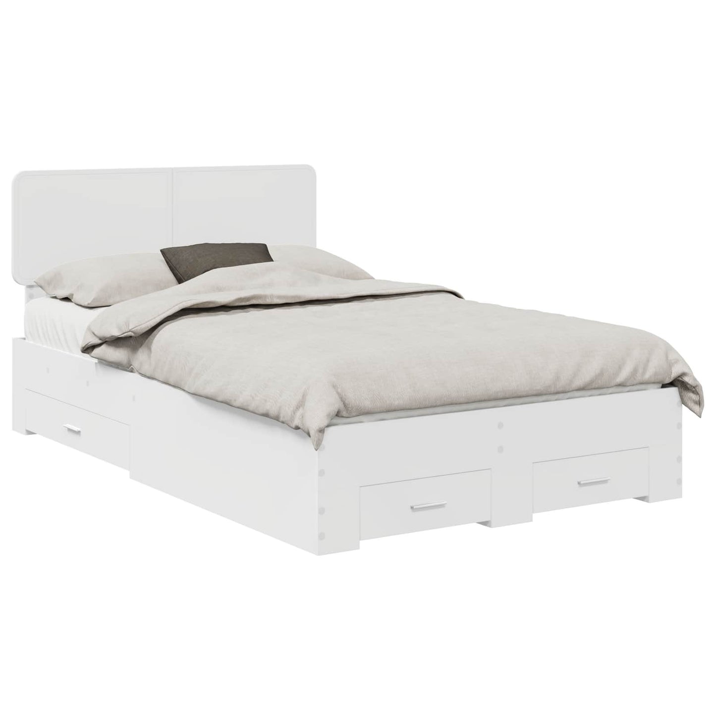 Bed Frame with Headboard White 135 x 190 cm Engineered Wood