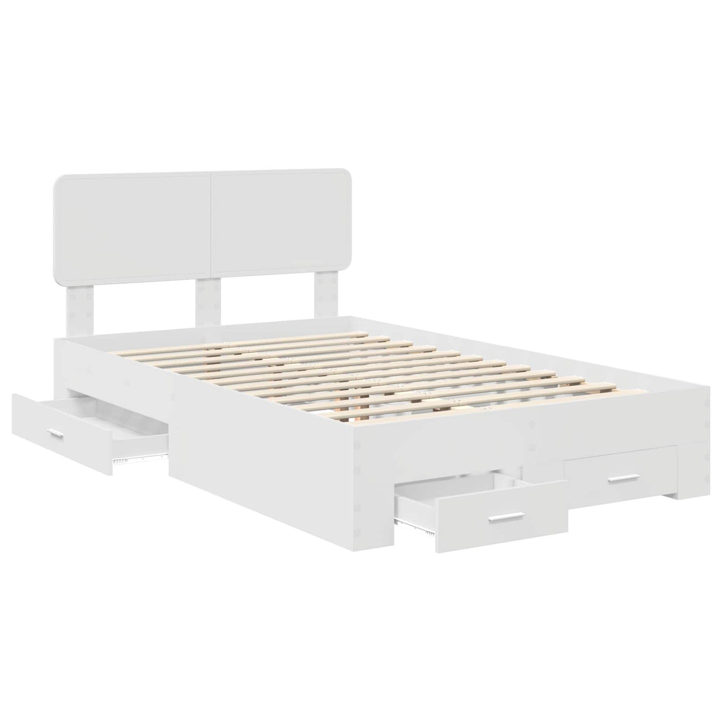 Bed Frame with Headboard White 135 x 190 cm Engineered Wood