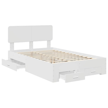 Bed Frame with Headboard White 135 x 190 cm Engineered Wood