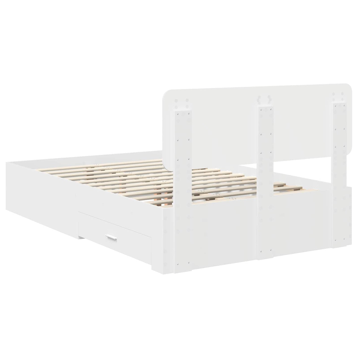 Bed Frame with Headboard White 135 x 190 cm Engineered Wood
