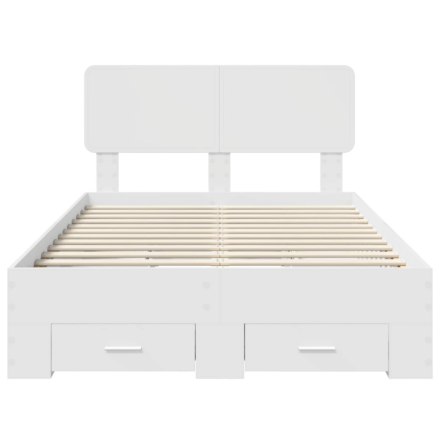 Bed Frame with Headboard White 135 x 190 cm Engineered Wood