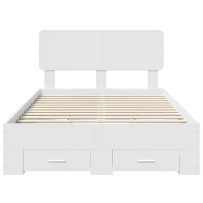 Bed Frame with Headboard White 135 x 190 cm Engineered Wood