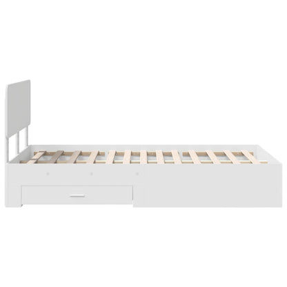 Bed Frame with Headboard White 135 x 190 cm Engineered Wood